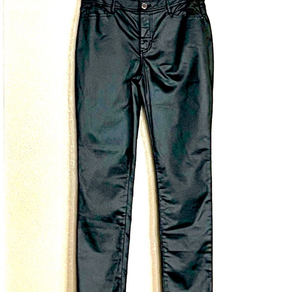 NWT Conrad C Collection Coated Twill Black Jeans Stretch 8 Urban Chic Edgy